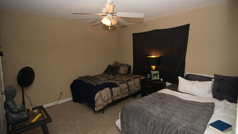 men's bedroom in an apartment for sober living and substance abuse recovery